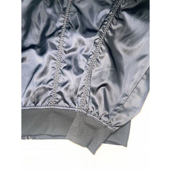 Fabletics x Demi Lovato Bomber Jacket Size Large Black Satin Tori Woven Active - Picture 14 of 16